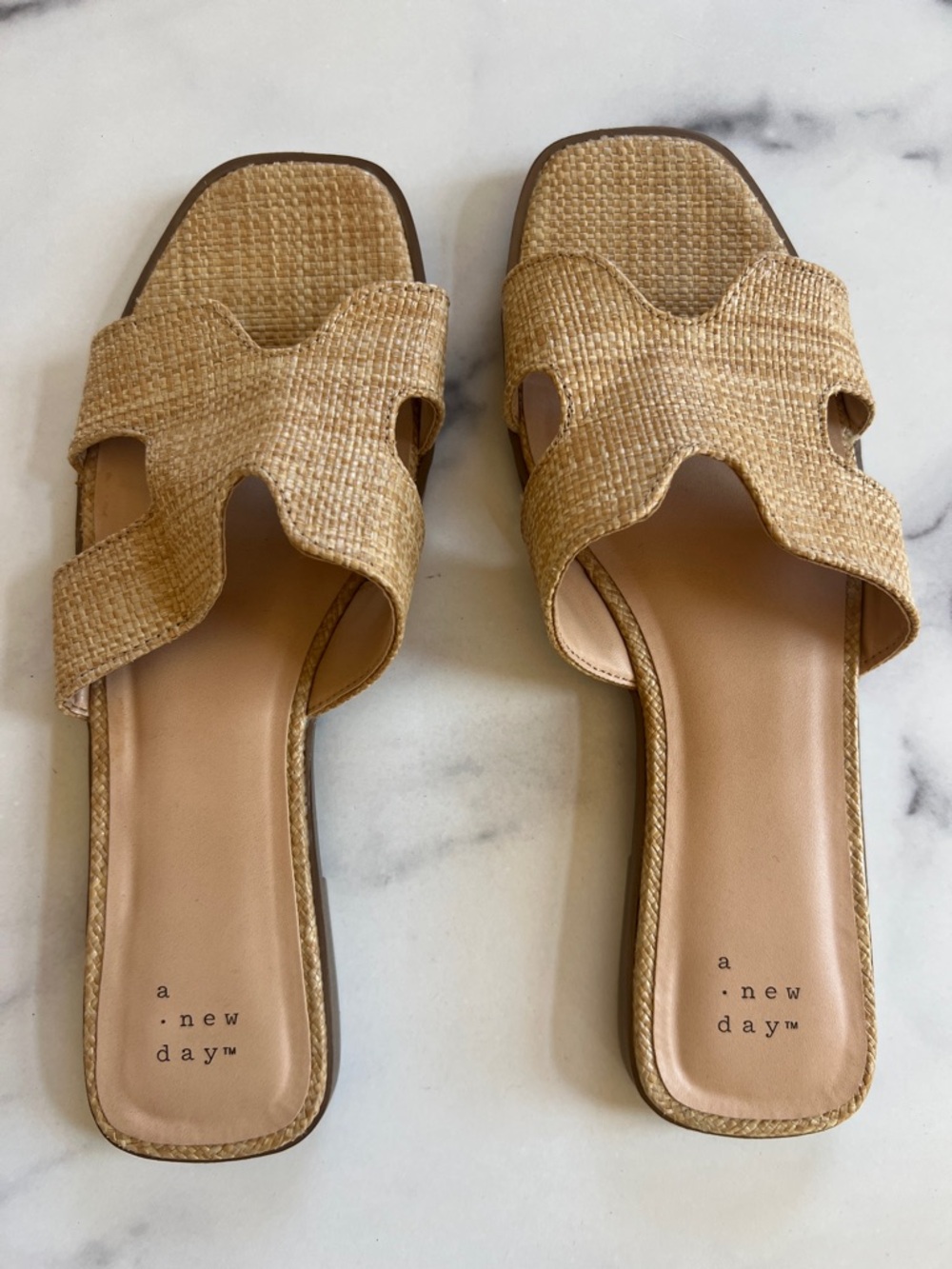 a new day Natural Tan Woven Slide Mules